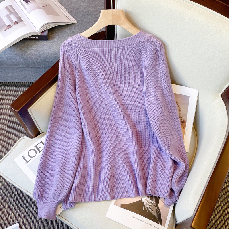 Plus Size Korean Knit Button Cardigan