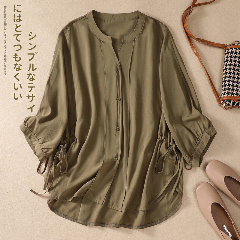 Plus Size Notch Neck Loose Blouse