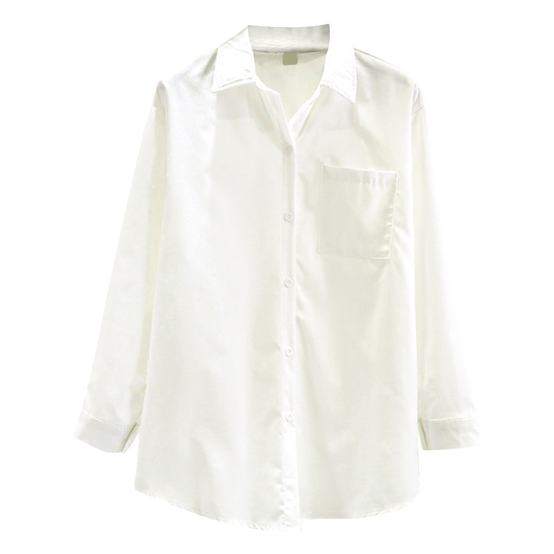 Plus Size White Pocket Buttons Shirt