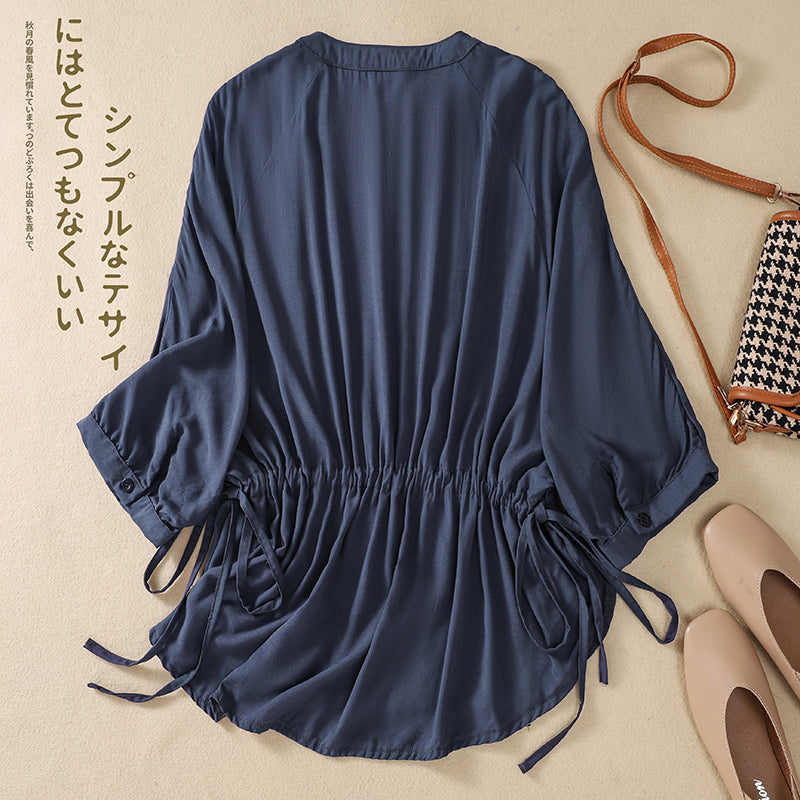 Plus Size Notch Neck Loose Blouse