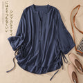 Plus Size Notch Neck Loose Blouse