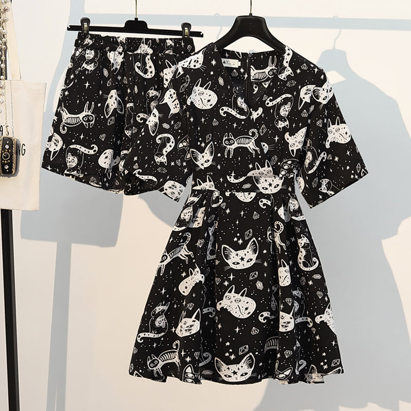 Plus Size Wrap Kimono Blouse and Matching Shorts Set