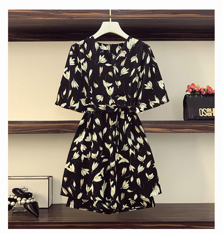 Plus Size Wrap Kimono Tunic Blouse and Matching Shorts Set