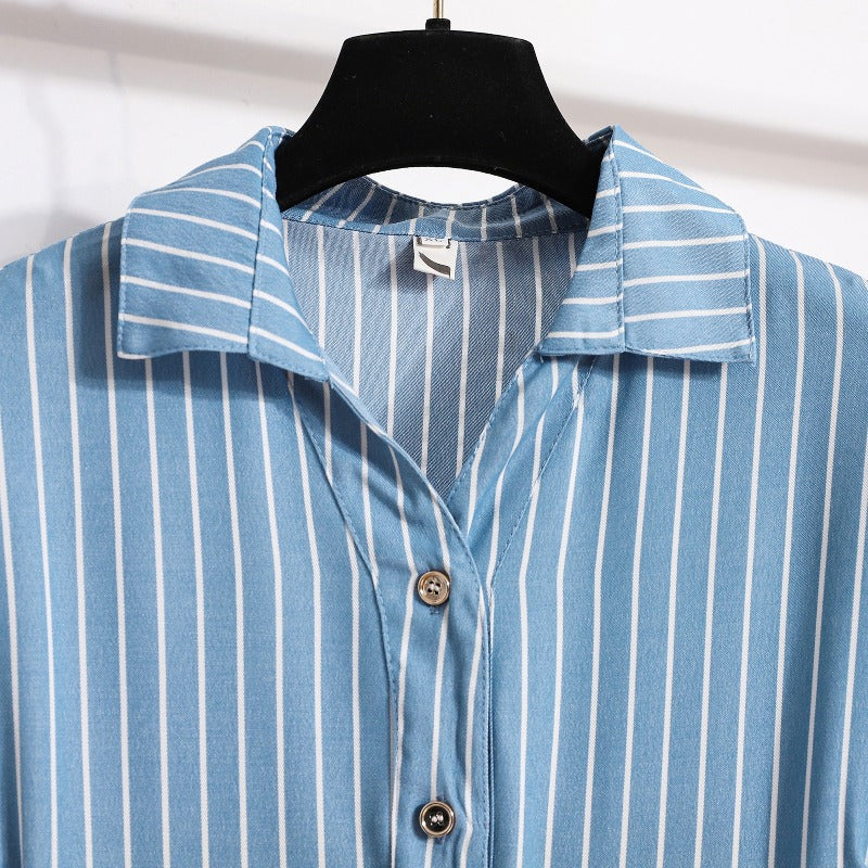 Plus Size Stripe Layer Shirt Dress