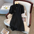 Plus Size Modern Black Short Sleeve Qipao