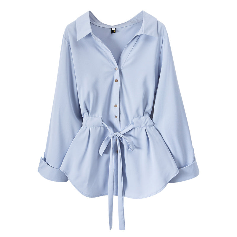 Plus Size Korean Button Mid Sleeve Shirt Blouse