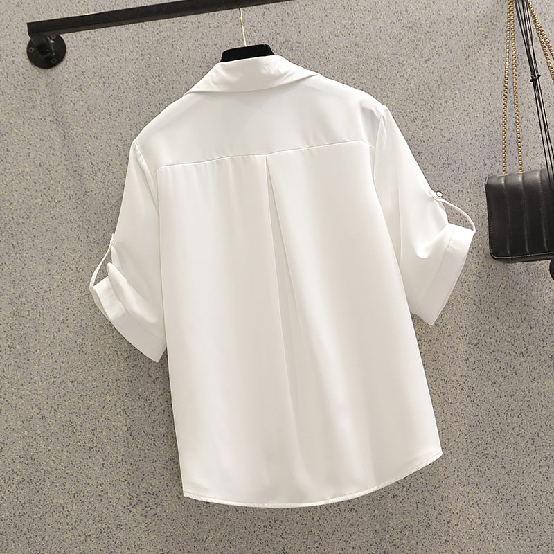 Plus Size Korean Pleats Shirt Blouse