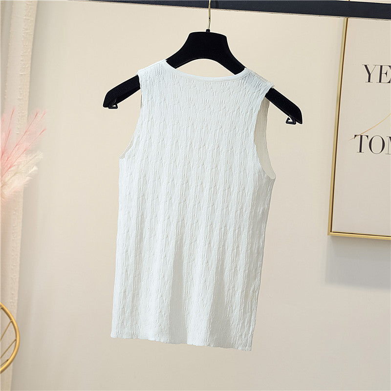 Plus Size Knit Scallop V Neck Tank Top