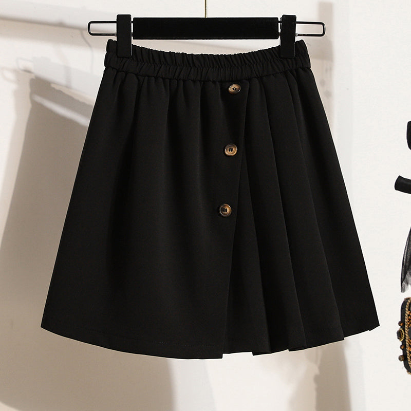 Plus Size Korean A Line Button Mini Skorts