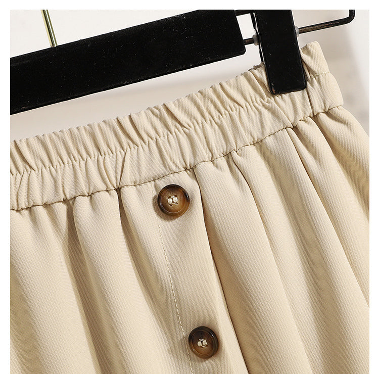 Plus Size Korean A Line Button Mini Skorts