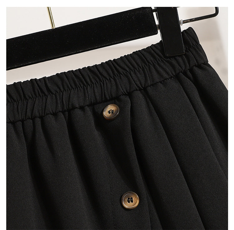 Plus Size Korean A Line Button Mini Skorts