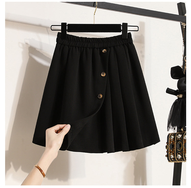 Plus Size Korean A Line Button Mini Skorts