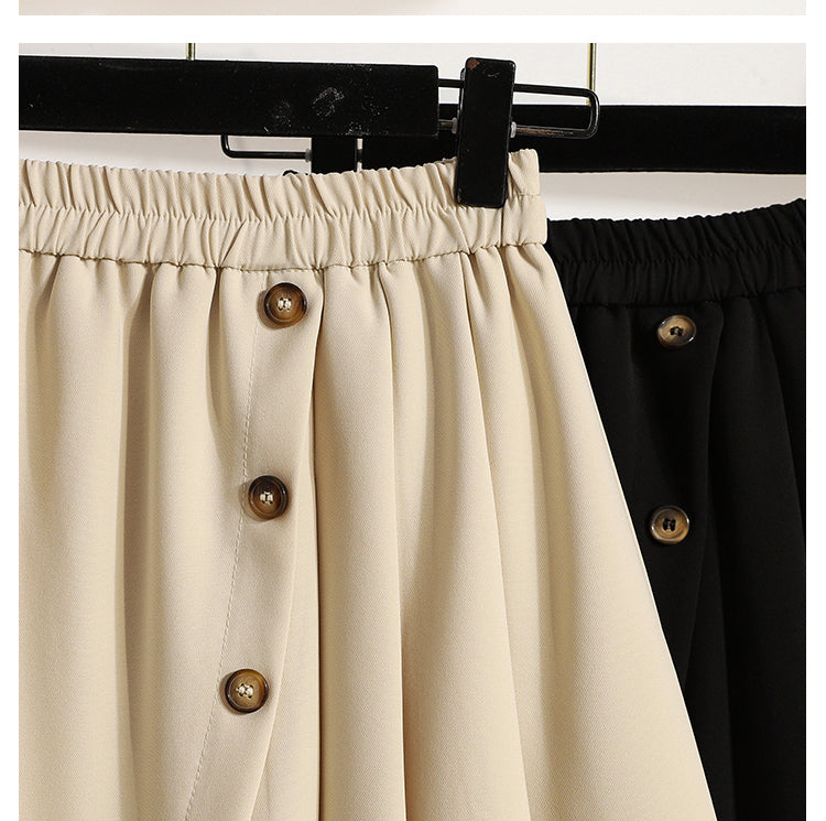 Plus Size Korean A Line Button Mini Skorts
