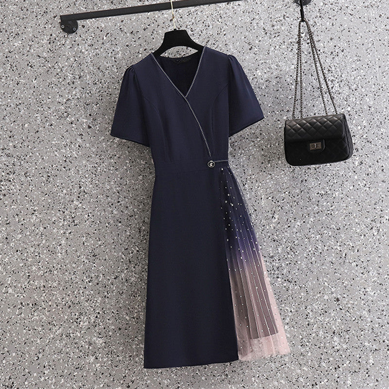 Plus Size Korean Ombre Pleat Dress