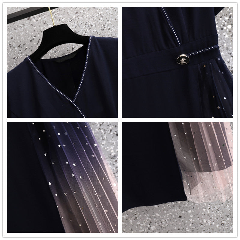 Plus Size Korean Ombre Pleat Dress