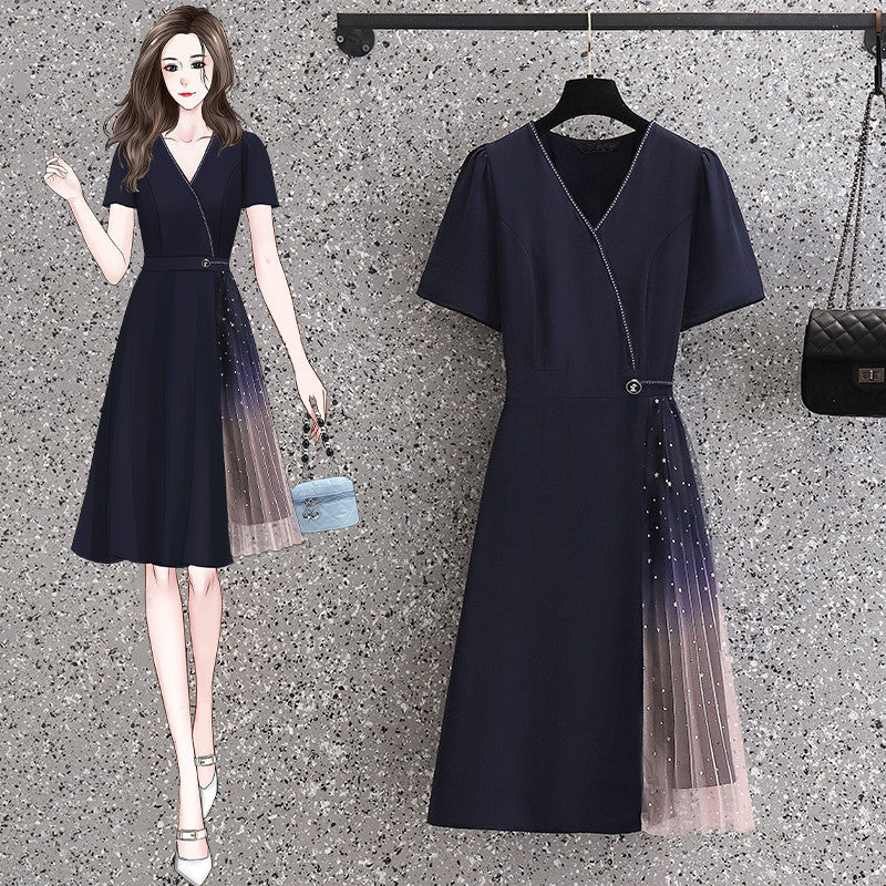 Plus Size Korean Ombre Pleat Dress