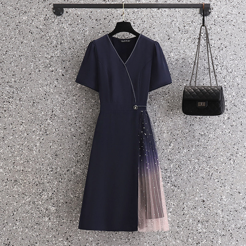 Plus Size Korean Ombre Pleat Dress