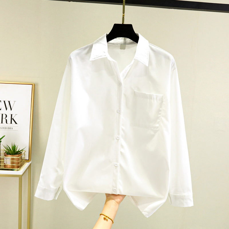 Plus Size White Pocket Buttons Shirt