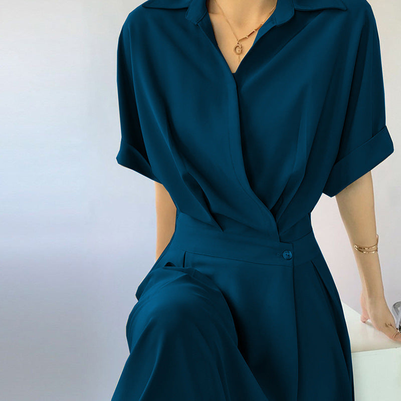 Plus Size Korean Wrap Trench Midi Shirt Dress