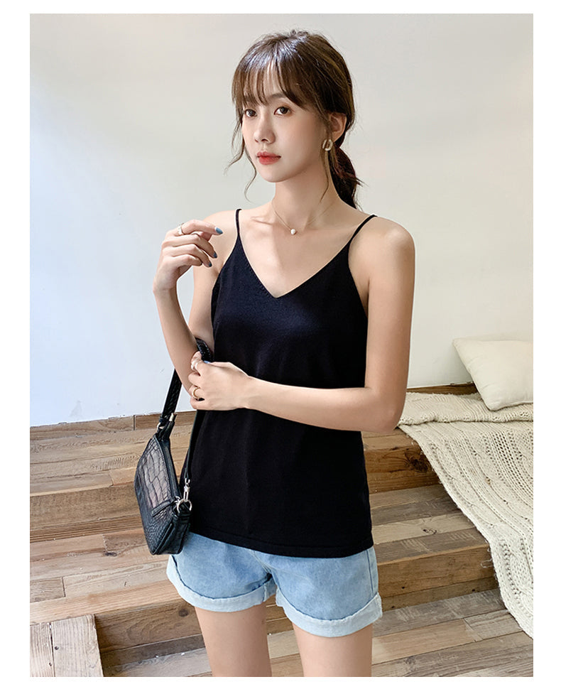 Plus Size Knit V Neck Spaghetti Top