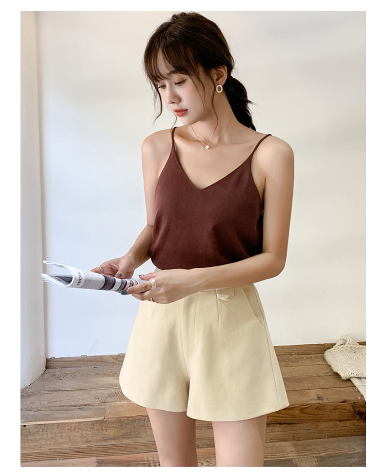 Plus Size Knit V Neck Spaghetti Top