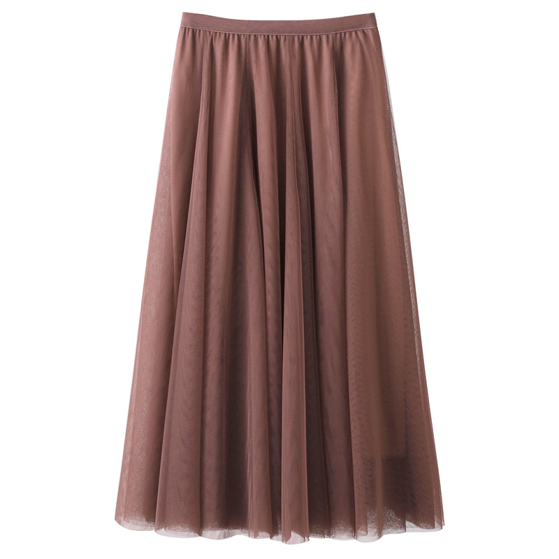 Plus Size Korean Tulle Midi Skirt