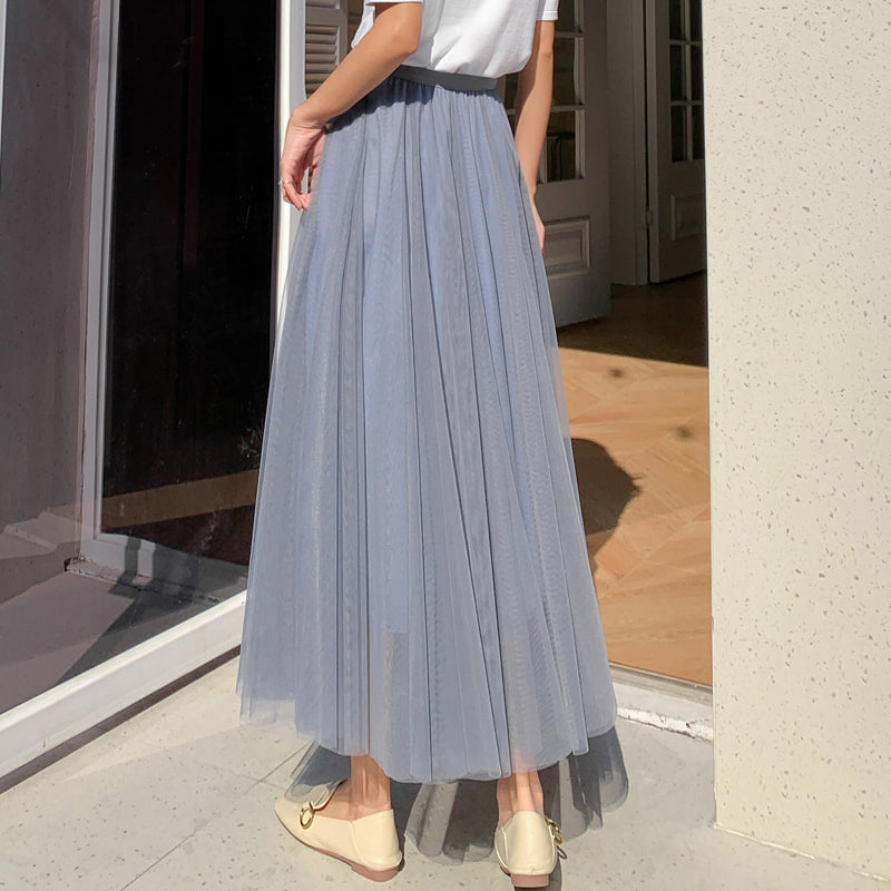 Plus Size Korean Tulle Midi Skirt