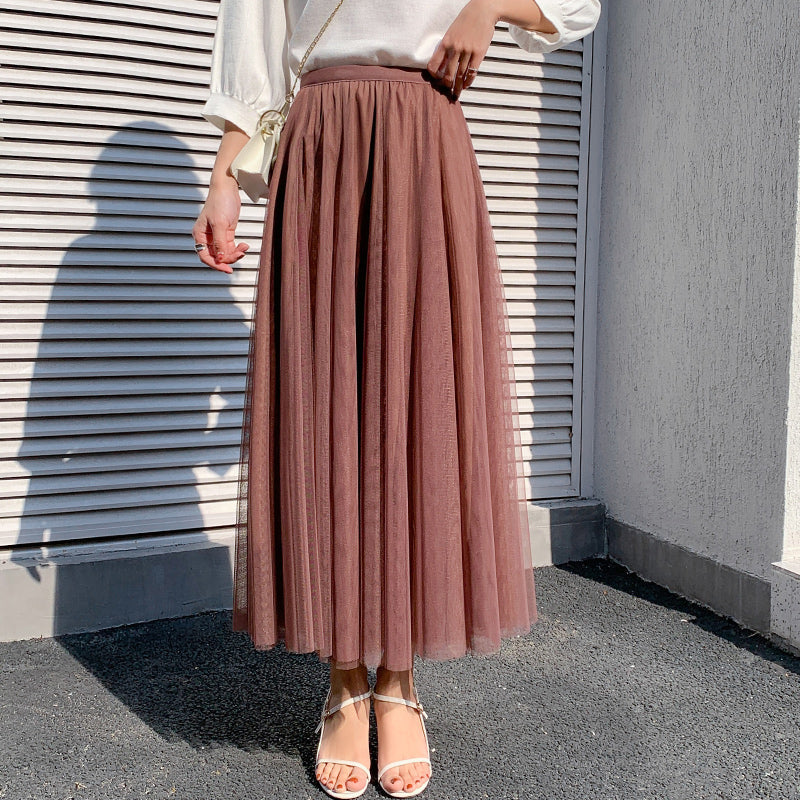 Plus Size Korean Tulle Midi Skirt