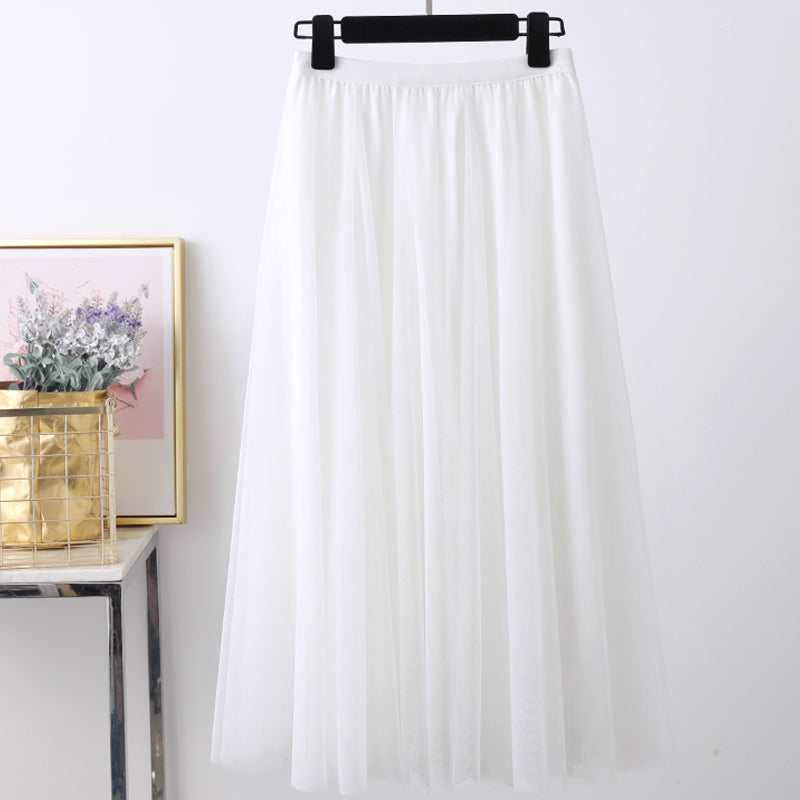 Plus Size Korean Tulle Midi Skirt