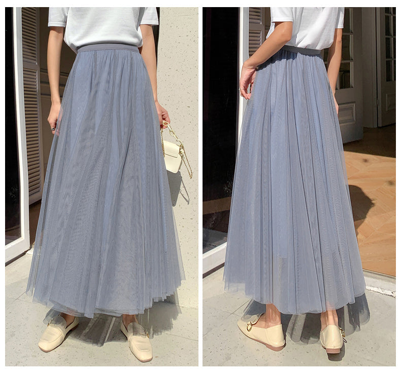 Plus Size Korean Tulle Midi Skirt
