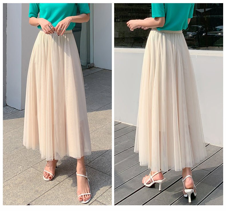 Plus Size Korean Tulle Midi Skirt