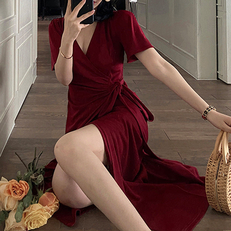 Plus Size Korean Wrap Midi Dress