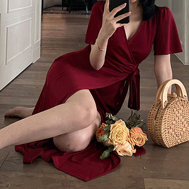 Plus Size Korean Wrap Midi Dress