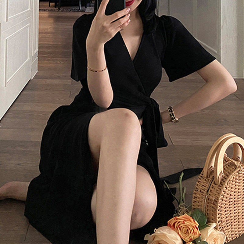 Plus Size Korean Wrap Midi Dress