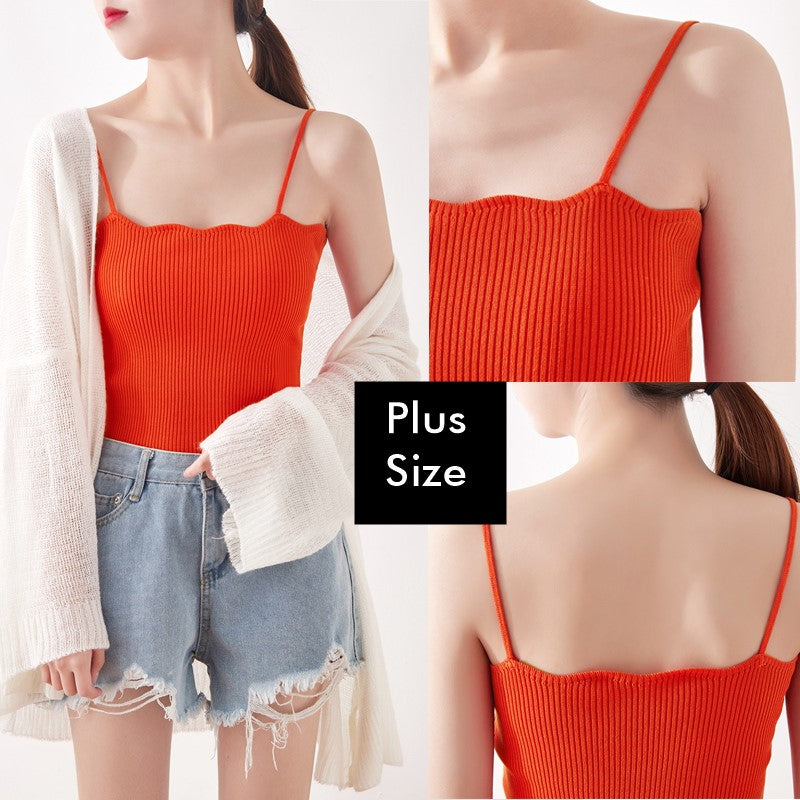 Plus Size Scallop Knit Camisole Top
