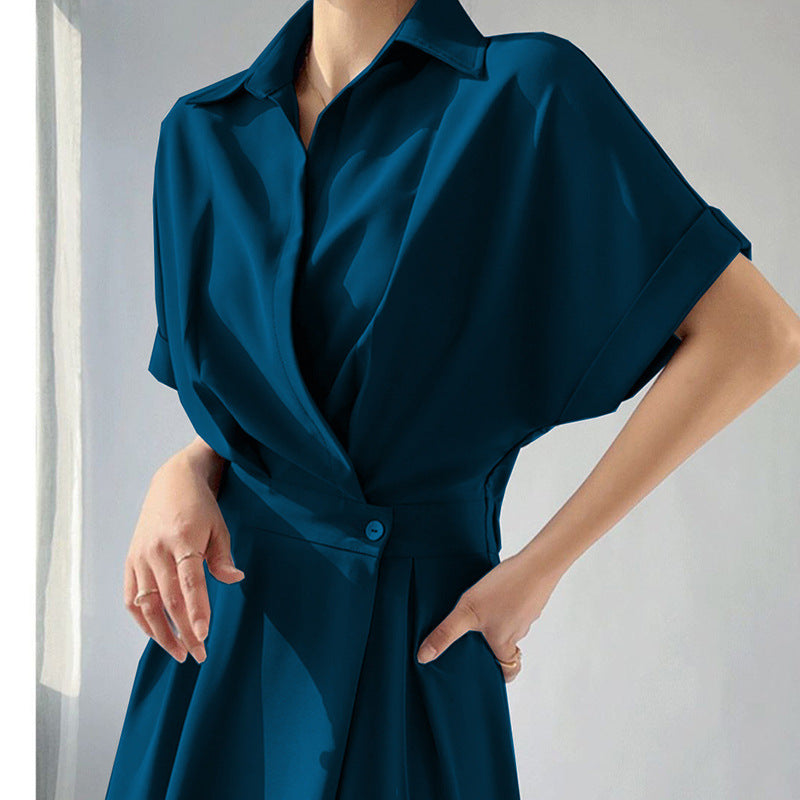 Plus Size Korean Wrap Trench Midi Shirt Dress