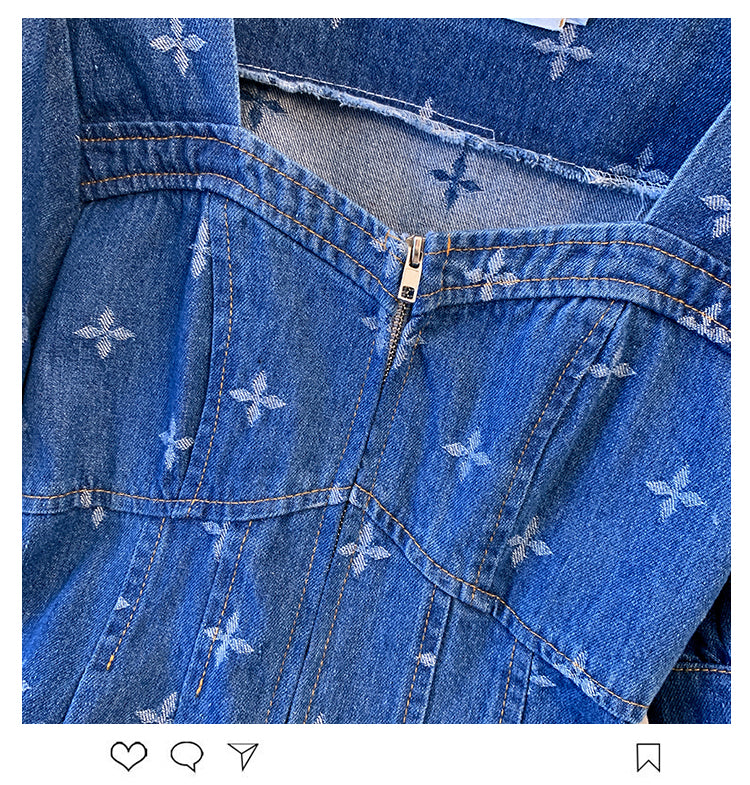 Plus Size Korean Cross Denim Dress
