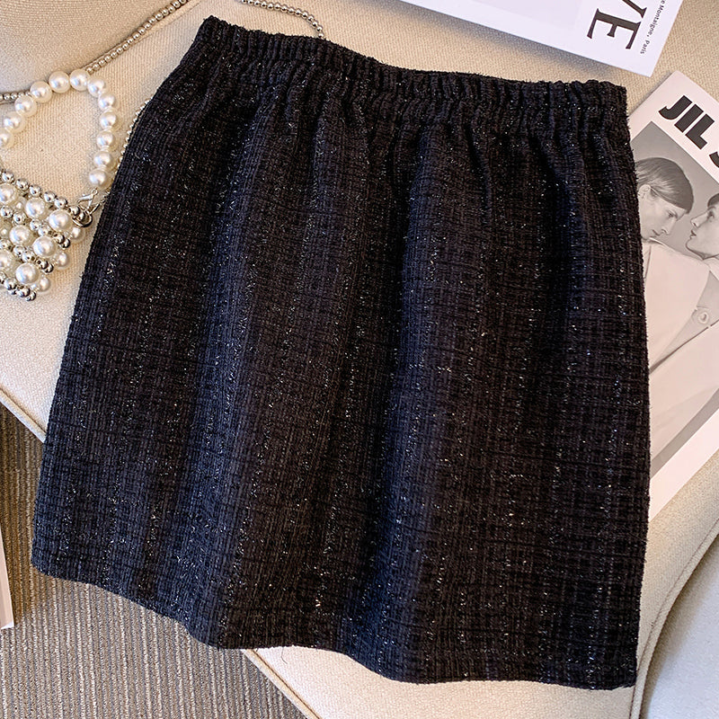 Plus Size Korean Tweed Mini Skirt