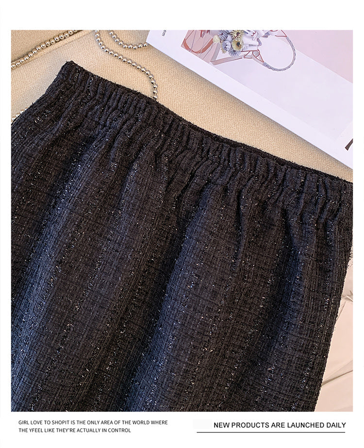 Plus Size Korean Tweed Mini Skirt