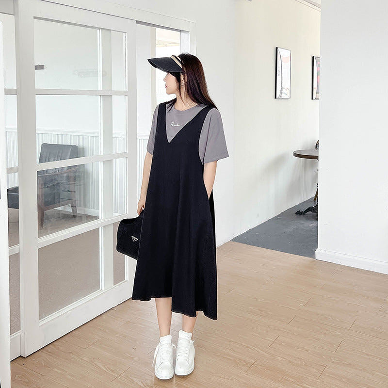 Plus Size Korean Mock 2 Piece Dress
