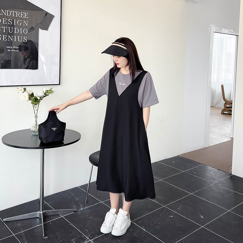 Plus Size Korean Mock 2 Piece Dress