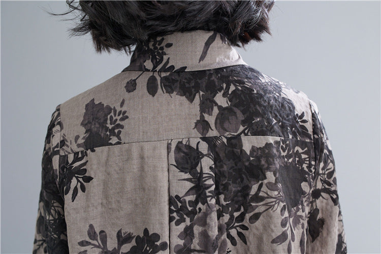 Plus Size Scenery Floral Shirt Blouse