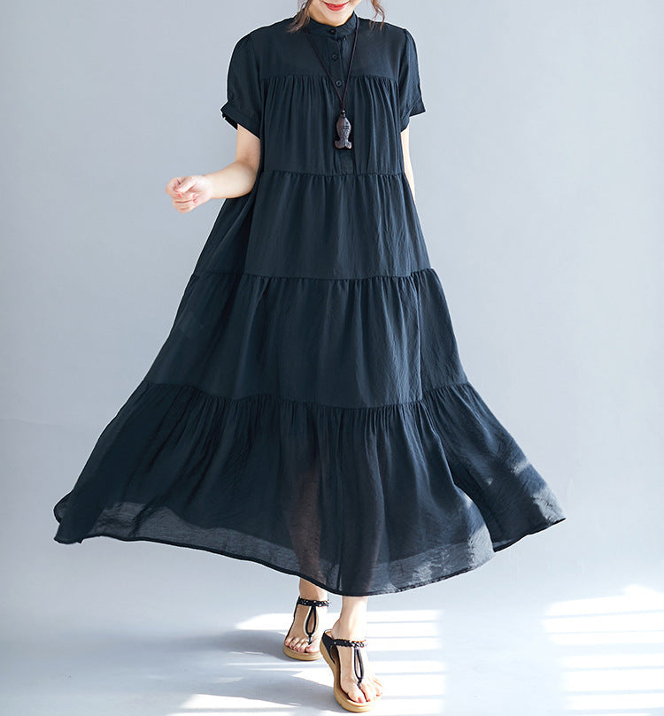 Plus Size Tier Midi Shirt Dress