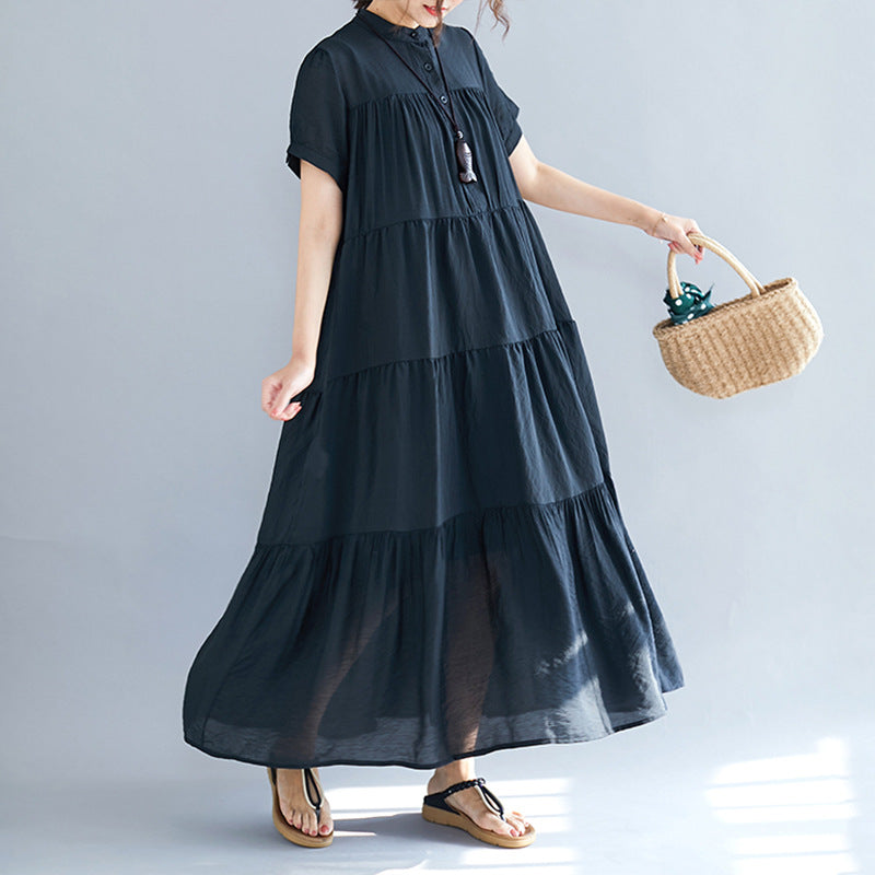 Plus Size Tier Midi Shirt Dress
