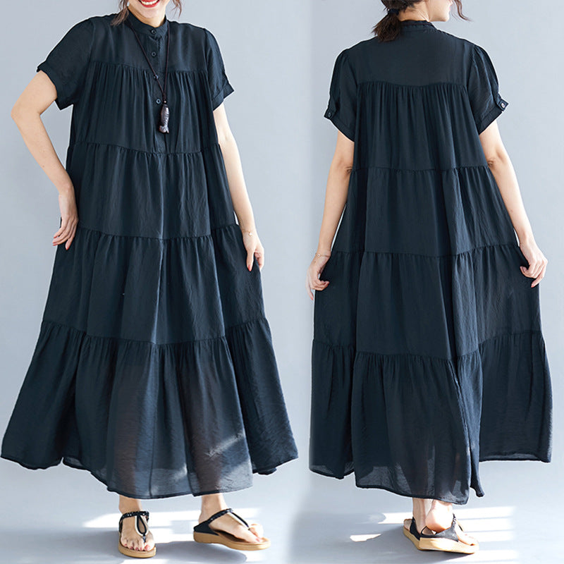 Plus Size Tier Midi Shirt Dress