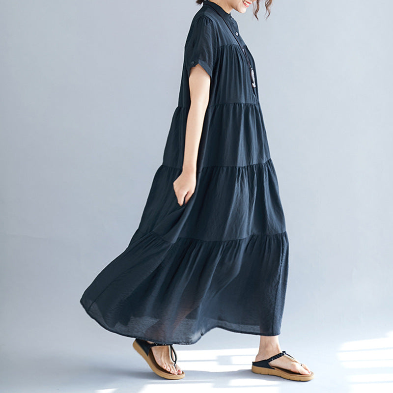 Plus Size Tier Midi Shirt Dress