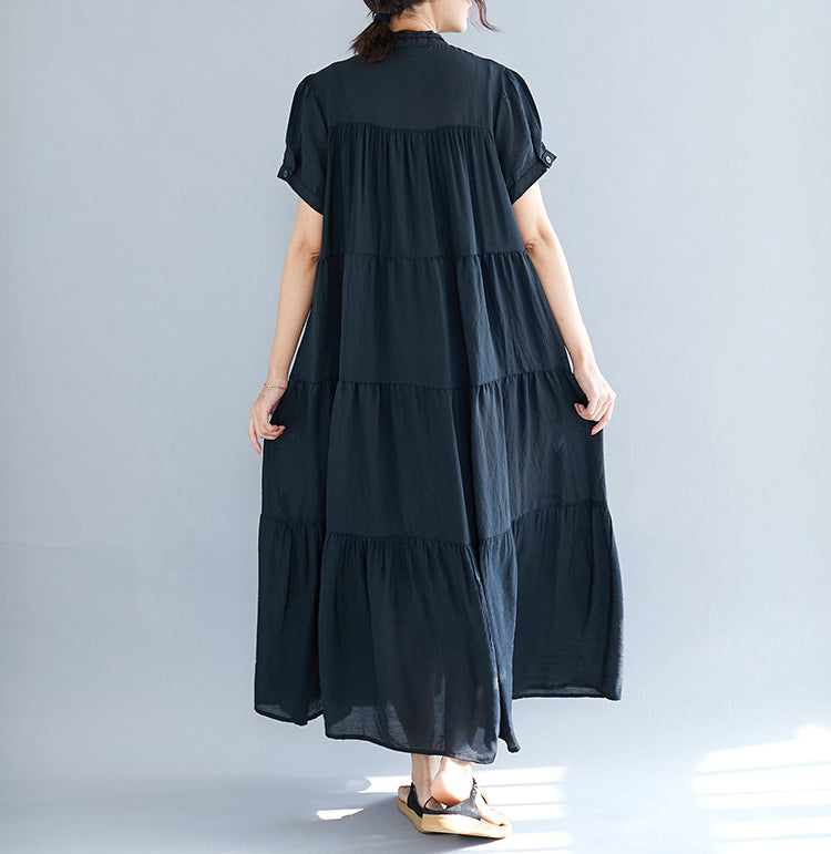 Plus Size Tier Midi Shirt Dress