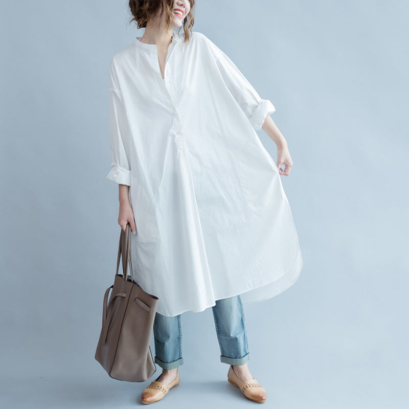 Plus Size White Wrap Tunic Blouse