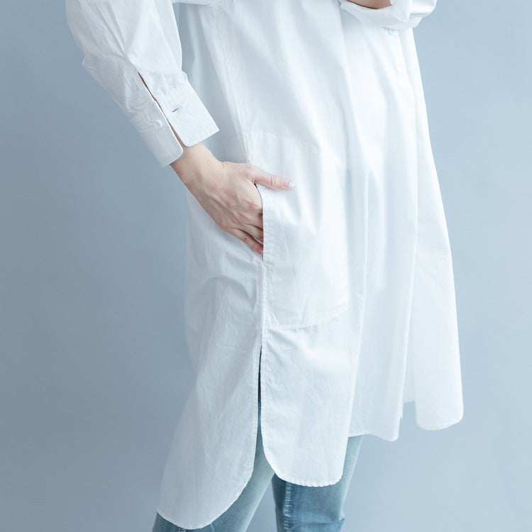 Plus Size White Wrap Tunic Blouse
