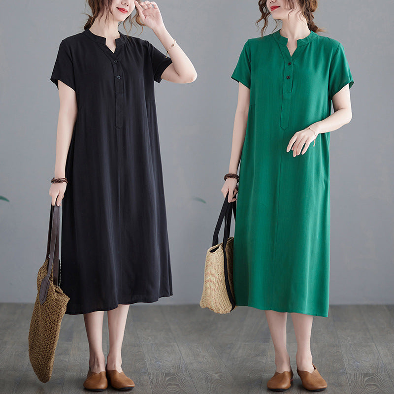 Plus Size Notch Neck Midi Dress